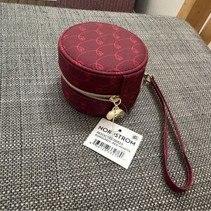 NWT travel jewelry case Nordstrom, burgundy hearts